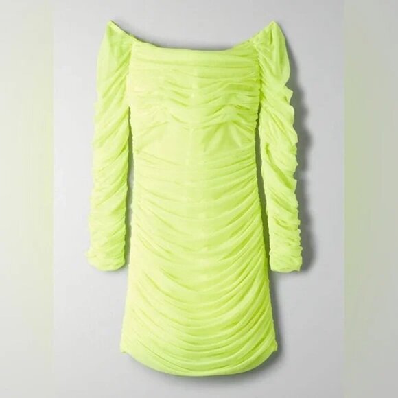 Aritzia Ten by Babaton Luxor Long Sleeve Mini Dress Neon Sunray Yellow Size 4 - Picture 10 of 10